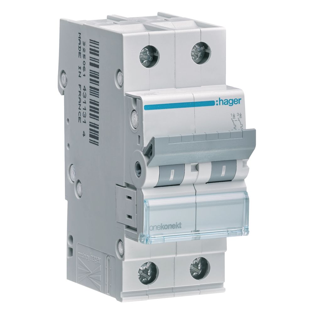 hager Leitungsschutzschalter 2 polig 6kA C-Charakteristik 10A 2 Module... HAGER-MCN210 3250614311284 (Abb. 1)