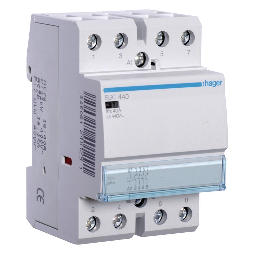hager Schütz / Schaltschütz in Kompaktbauweise, 40A, 4S, 230V AC... HAGER-ESC440 3250612401284 (Abb. 1)