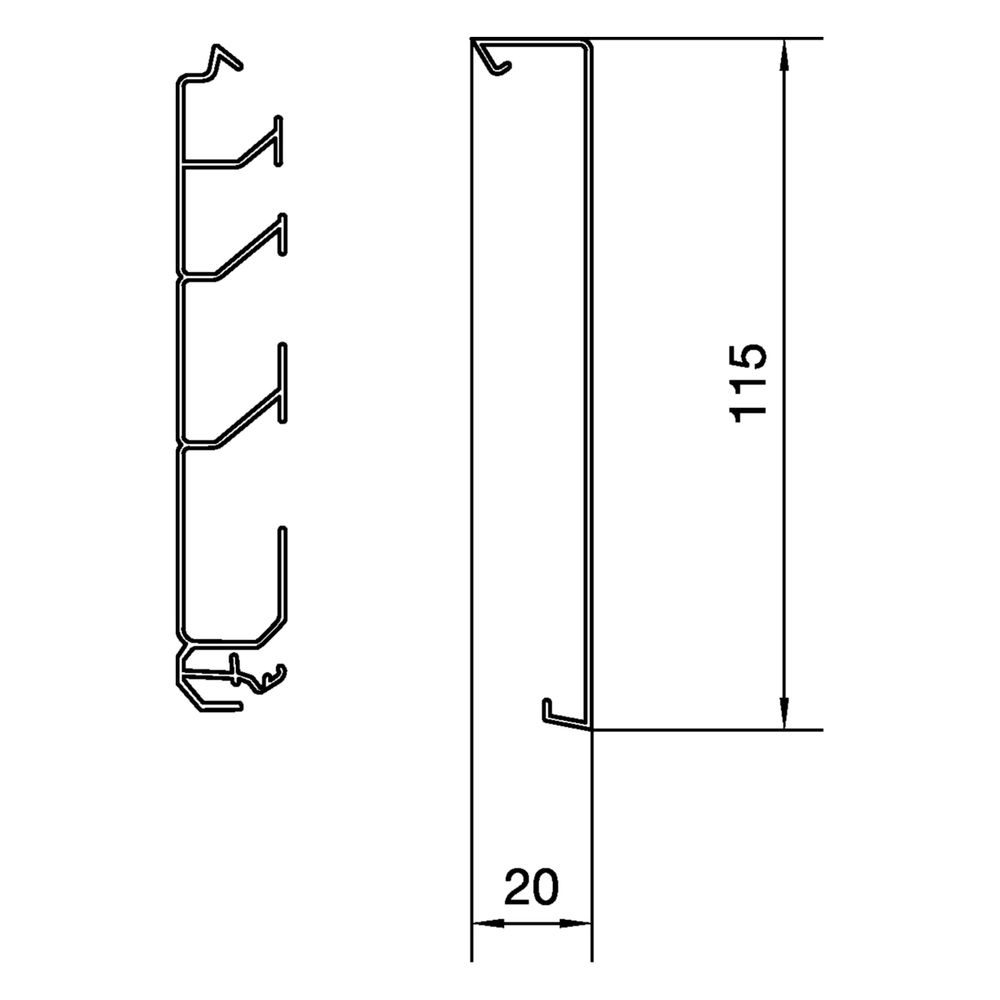 hager Sockelleistenkanal-Unterteil, PVC Recyclat 30%, SL 20x115mm, 4 Kammern, schwarz... HAGER-SL201151 4012740896023 (Abb. 2)