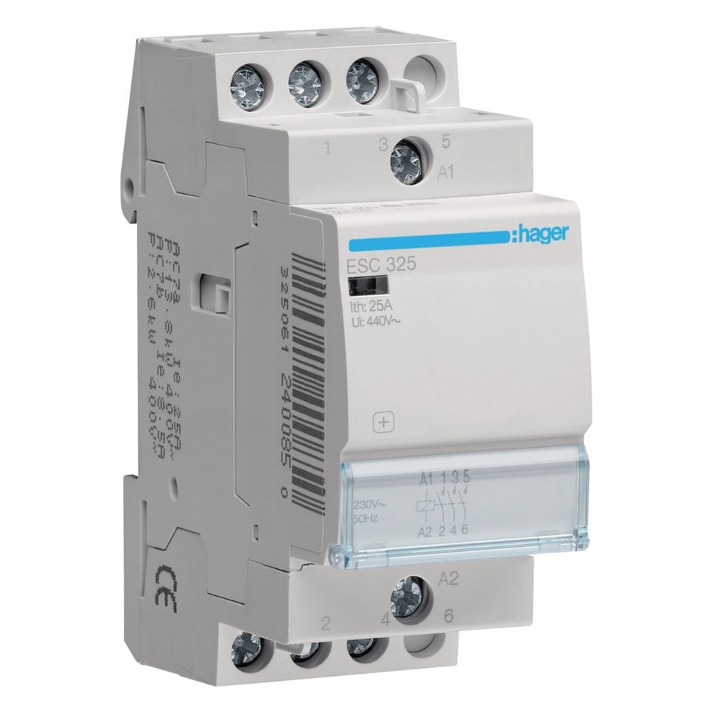 hager Installationsschütz 25A 3 Schließer 230V... HAGER-ESC325 3250612400850 (Abb. 1)