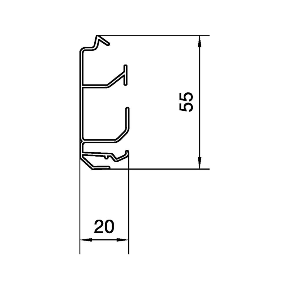 hager Sockelleistenkanal-Unterteil, PVC Recyclat 30%, SL 20x55mm, 2 Kammern, schwarz... HAGER-SL200551 4012740893893 (Abb. 6)