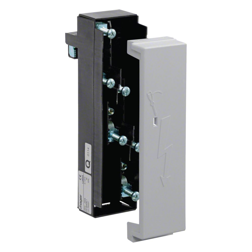 hager Anschlussmodul mit Anschlussklemmen, Al 10-70mm2,Cu 1,5-70mm2,Sammelschiene 60mm... HAGER-L250A 3250610740958 (Abb. 1)