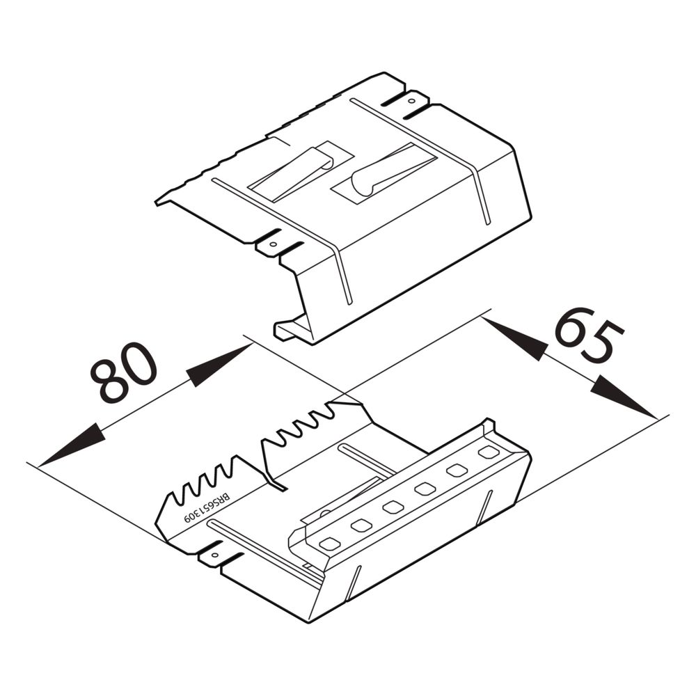hager Kupplung Paar elektrisch/mechanisch Stahlblech zu BRS 68x130 mm Oberteil 80 mm... HAGER-BRS651309 4012740217651 (Abb. 2)
