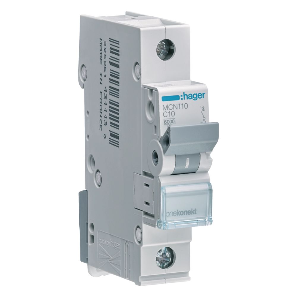 hager Leitungsschutzschalter 1 polig 6kA C-Charakteristik 10A 1 Modul... HAGER-MCN110 3250614311130 (Abb. 1)