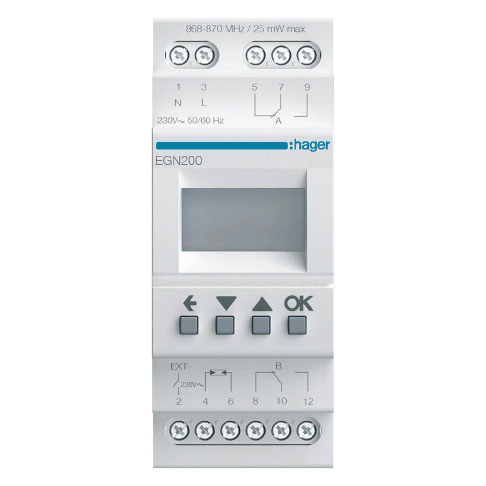 hager Digitale Multifunktions-Zeitschaltuhr für Hutschiene mit Bluetooth, 2-Kanal... HAGER-EGN200 3250617579919 (Abb. 3)