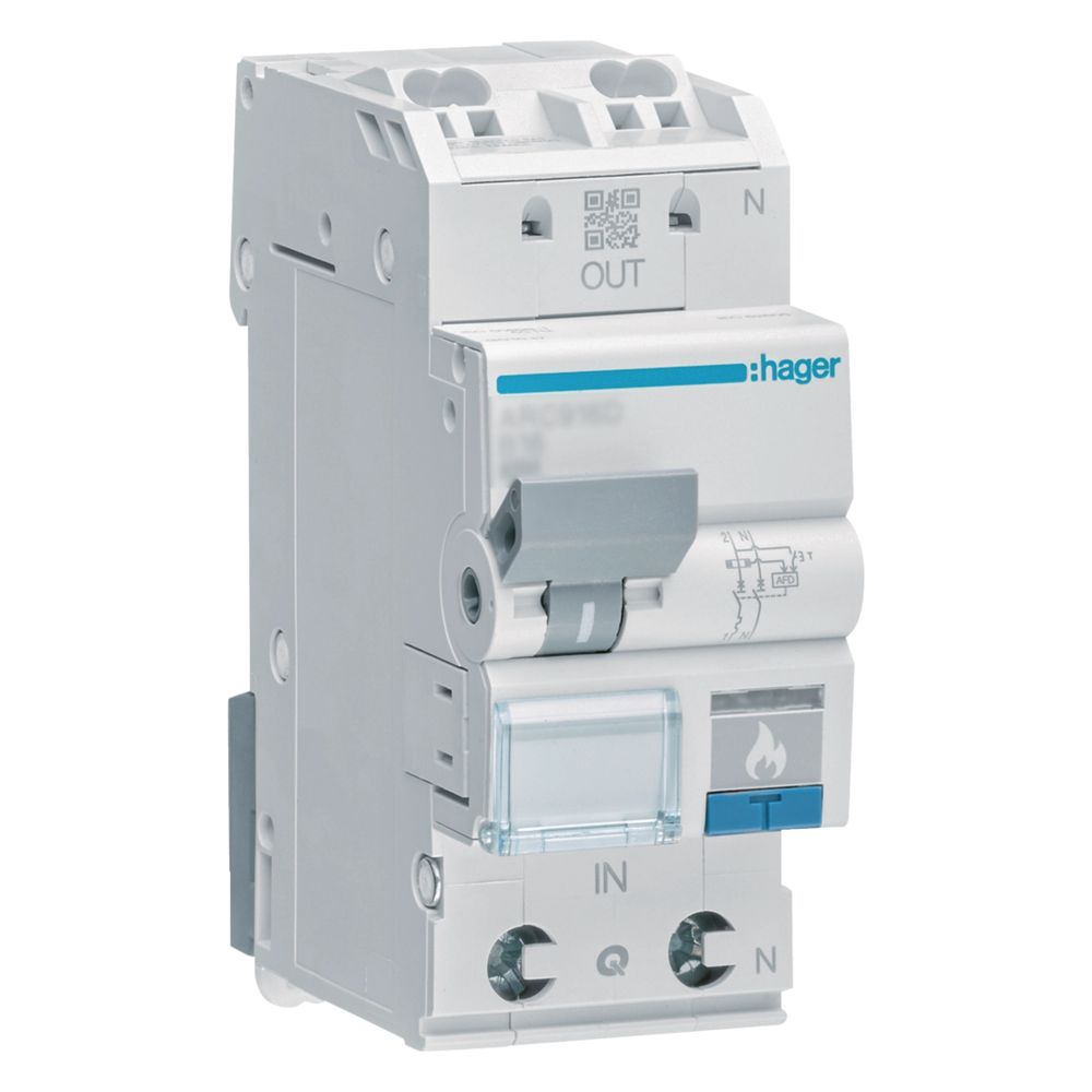 hager Fehlerlichtbogen-Schutzeinrichtung AFDD, mit LS-Schalter 1P+N 6kA B-16A 2M Typ A... HAGER-ARC916D 3250611012665 (Abb. 1)