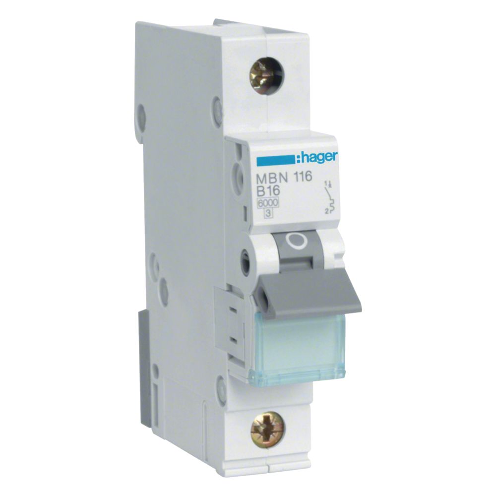 hager Leitungsschutzschalter, Sicherungsautomat, 1-polig, 6 kA, B-Charakteristik, 16 A... HAGER-MBN116 3250614310096 (Abb. 1)