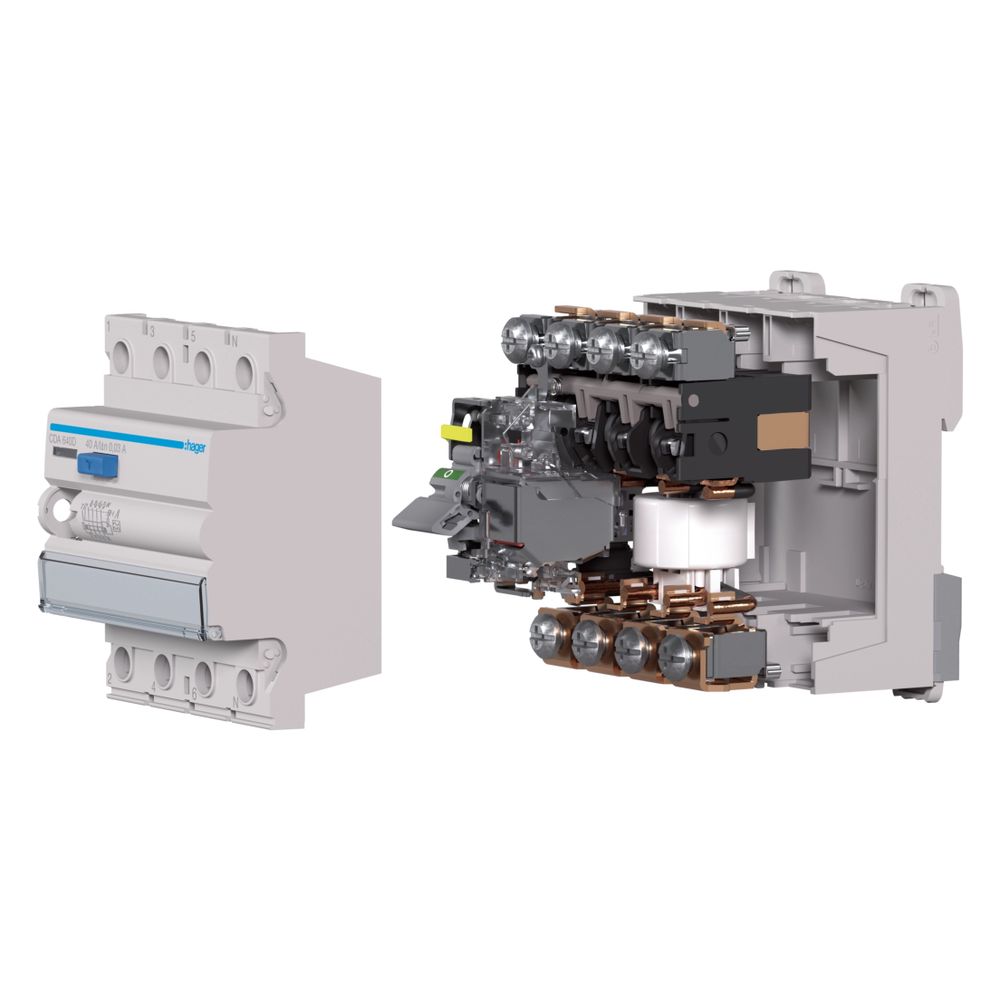 hager Fehlerstromschutzschalter / FI-Schalter, 4-polig, 10kA, 40A, 30mA, Typ A... HAGER-CDA640D 3250611620648 (Abb. 5)