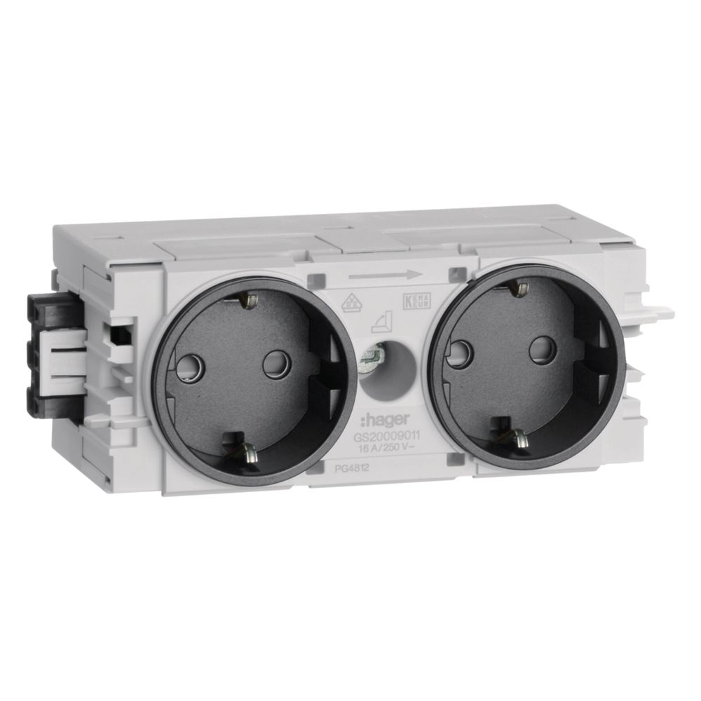hager SCHUKO Doppelsteckdose mit Wago Steck-/Klemmtechnik C-Profil in graphitschwarz... HAGER-GS20009011 4012740851176 (Abb. 3)