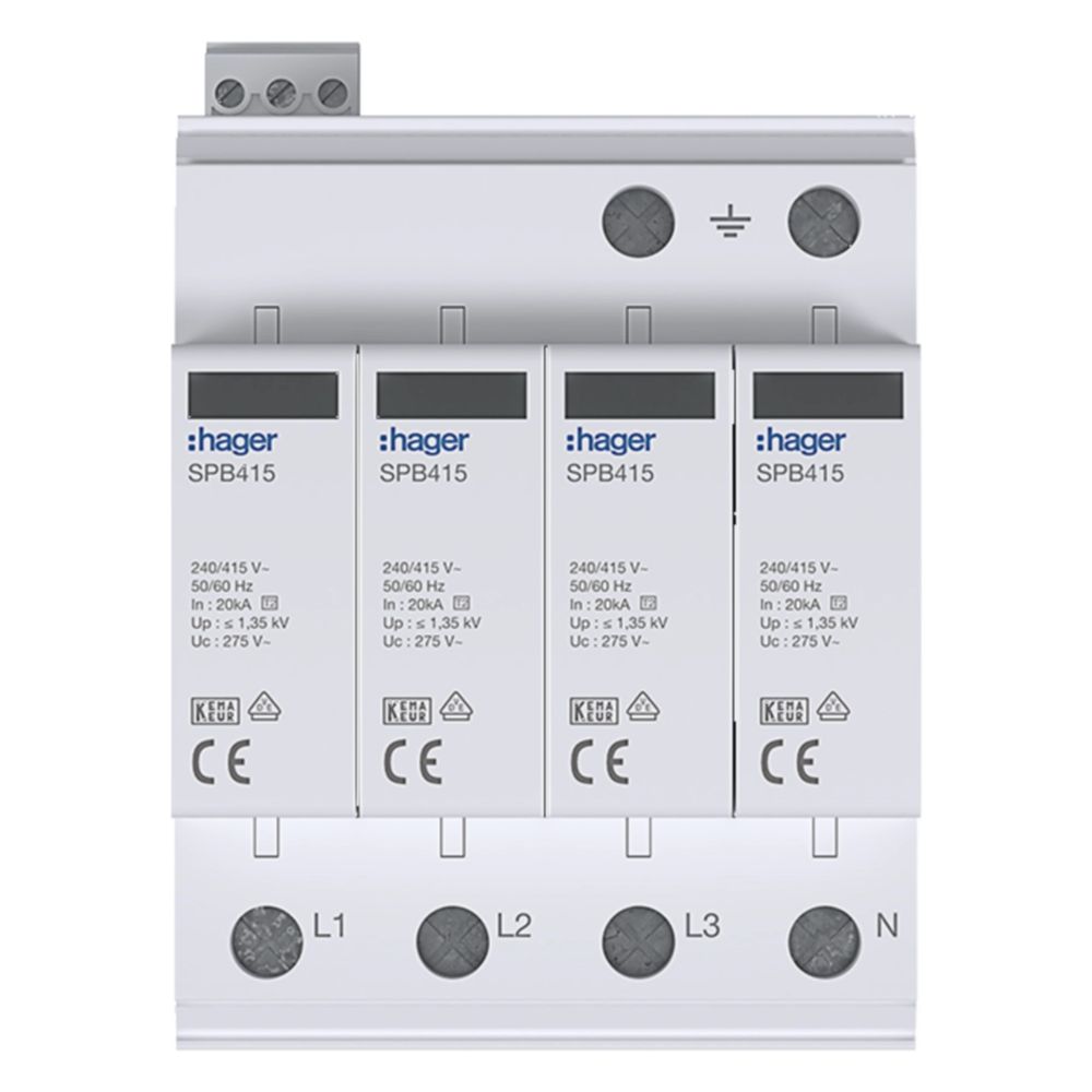 hager Überspannungsableiter Typ2 4P 40kA TT/TNS mit Defektanzeige + Fernmeldefunktion... HAGER-SPB415 3250615514905 (Abb. 2)