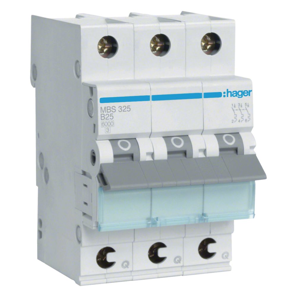 hager Leitungsschutzschalter, Sicherungsautomat, 3-polig, 6kA, B-Charakteristik, 25A... HAGER-MBS325 3250614314902 (Abb. 1)
