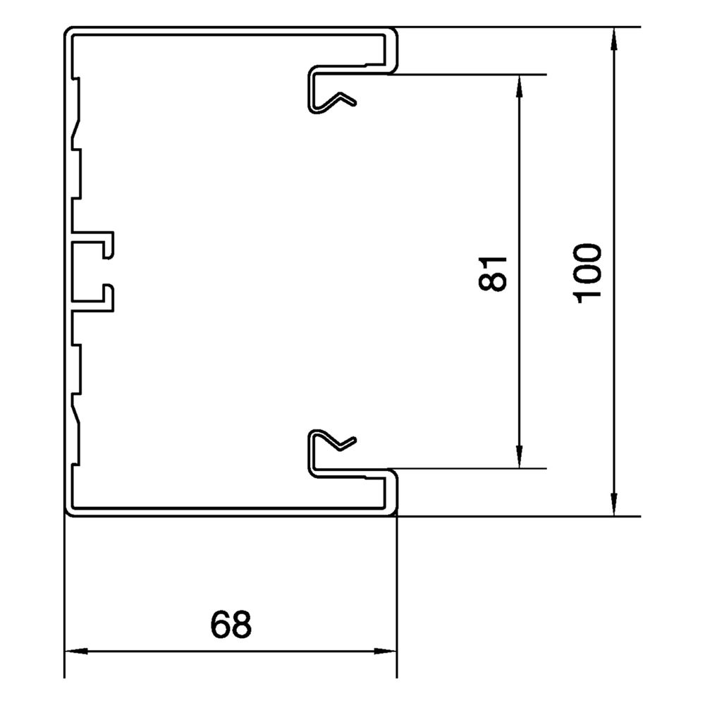 hager Brüstungskanal-Unterteil frontrast BRA 68x100mm, OT 80mm, aus Alu natureloxie... HAGER-BRA651001ELN 4012740834124 (Abb. 4)