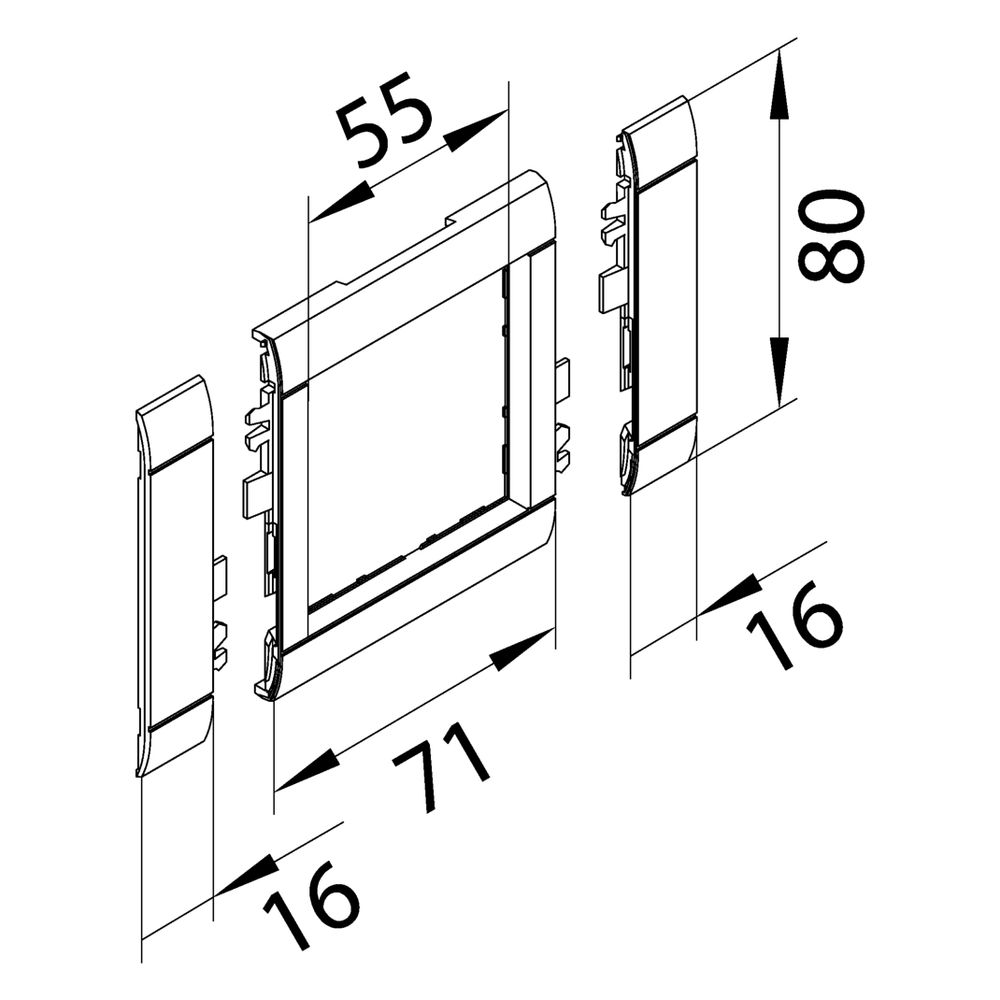 hager Berker Rahmenblende 55 modular OT 80 halogenfrei verkehrsweiß für Brüstungskan... HAGER-GR0800A9016 4012740993203 (Abb. 2)