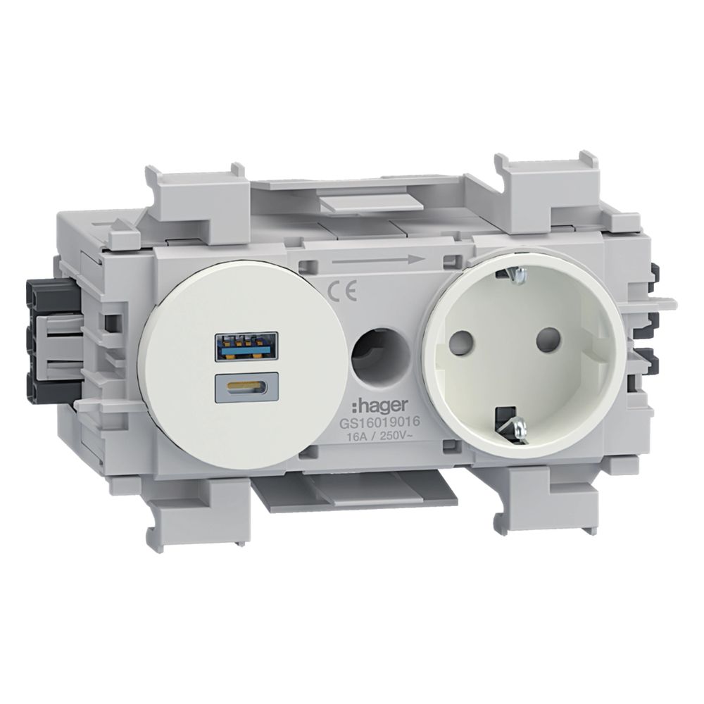 hager Steckdose 1-fach mit USB-Charger A+C 15W Wago Winsta Frontrastend verkehrsweiß... HAGER-GS16019016 4012740868457 (Abb. 2)