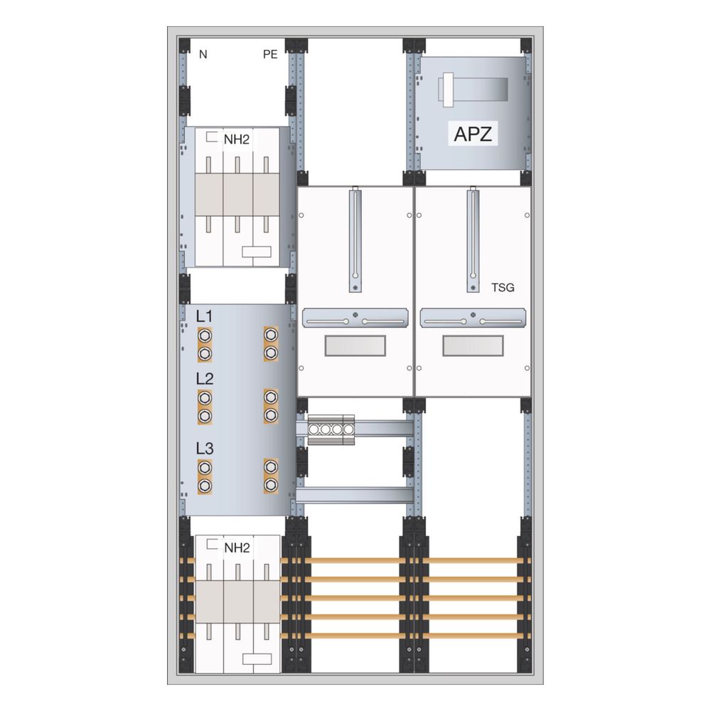 hager Wandler- und Messschr,Univ.N,1400x800x205 mm,NAR NH2-SUT,AAR NH2-SUT,APZ,2-ZF... HAGER-FP93W6N 3250611001454 (Abb. 2)
