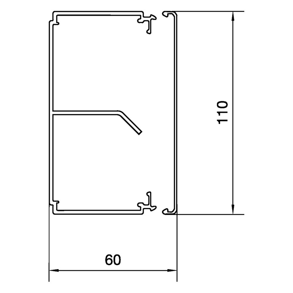 hager Leitungsführungskanal PVC, LF 60x110mm mit Trennwand, verkehrsweiß... HAGER-LF6011109016 4012740012478 (Abb. 2)