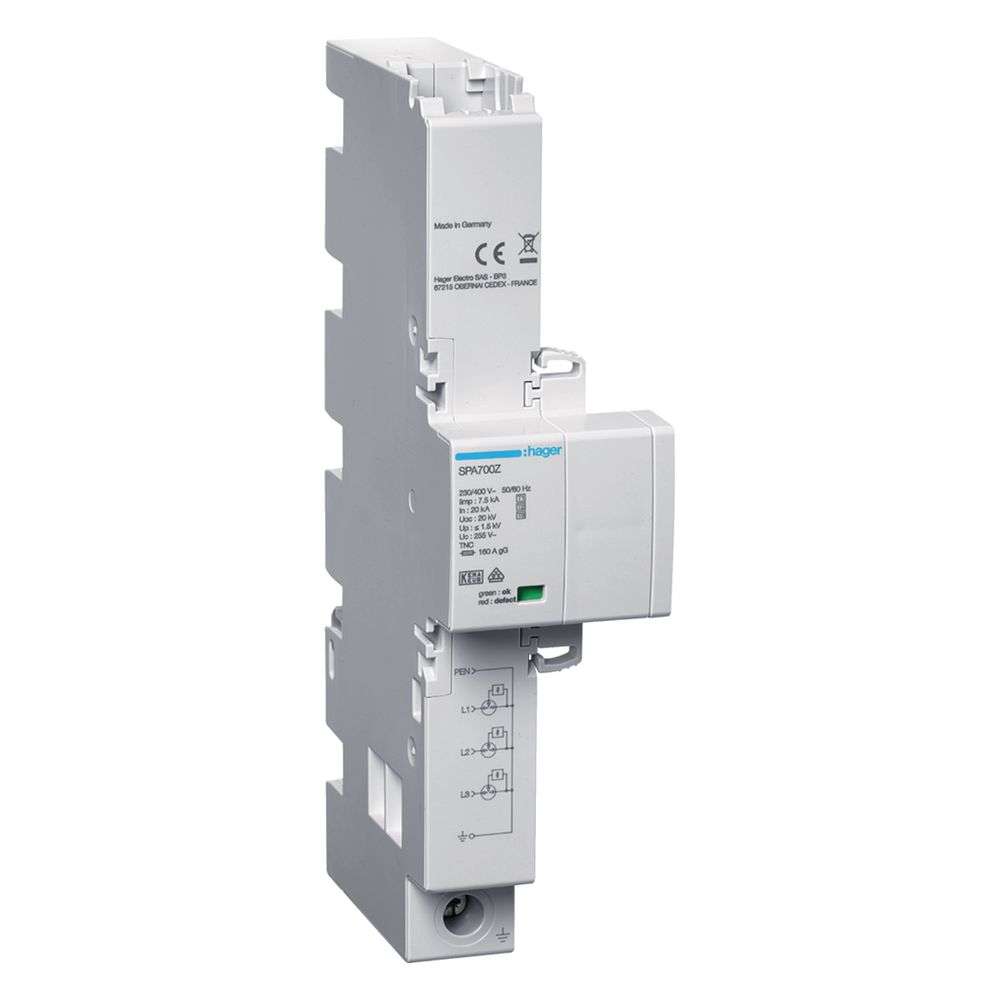 hager Kombiableiter Typ1+2+3, 3P, Iimp 7,5kA TNC, Blitzstrom- und Überspannungsschutz... HAGER-SPA700Z 3250615514981 (Abb. 1)