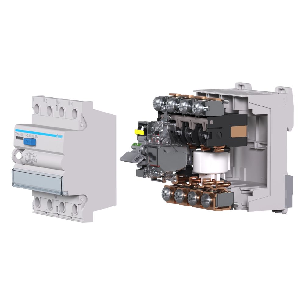 hager Fehlerstromschutzschalter, FI-Schutzschalter 4-polig 6kA 40A 30mA Typ A... HAGER-CDS440D 3250611610861 (Abb. 4)