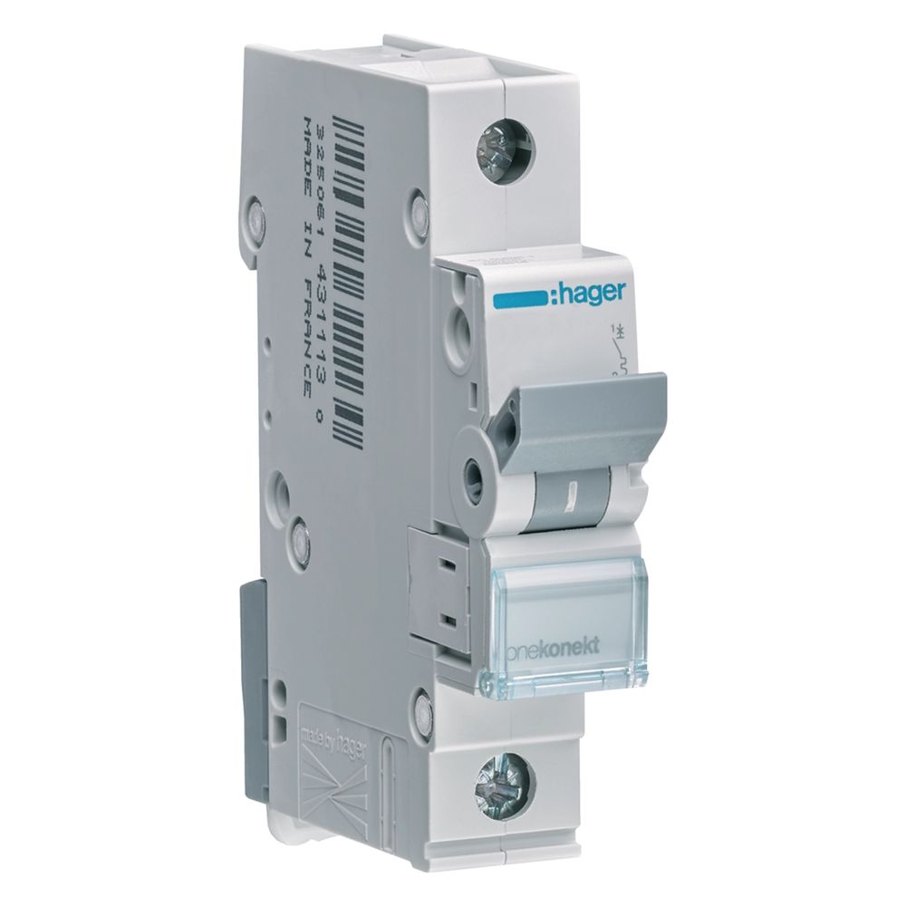 hager Leitungsschutzschalter 1 polig 6kA C-Charakteristik 4A 1 Modul... HAGER-MCN104 3250614311116 (Abb. 1)