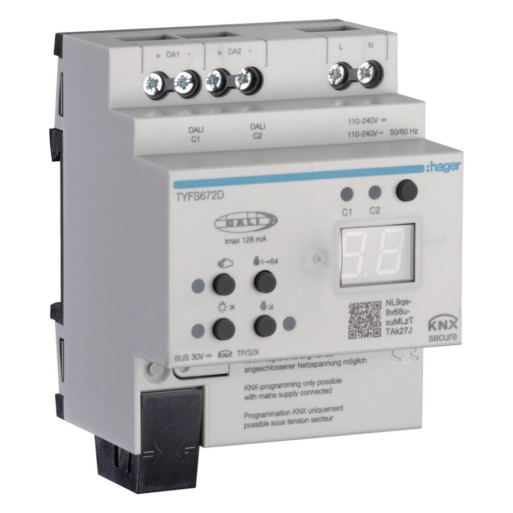 hager KNX/DALI 2 Gateway, KNX Secure, 2-fach... HAGER-TYFS672D 3250610050231 (Abb. 1)