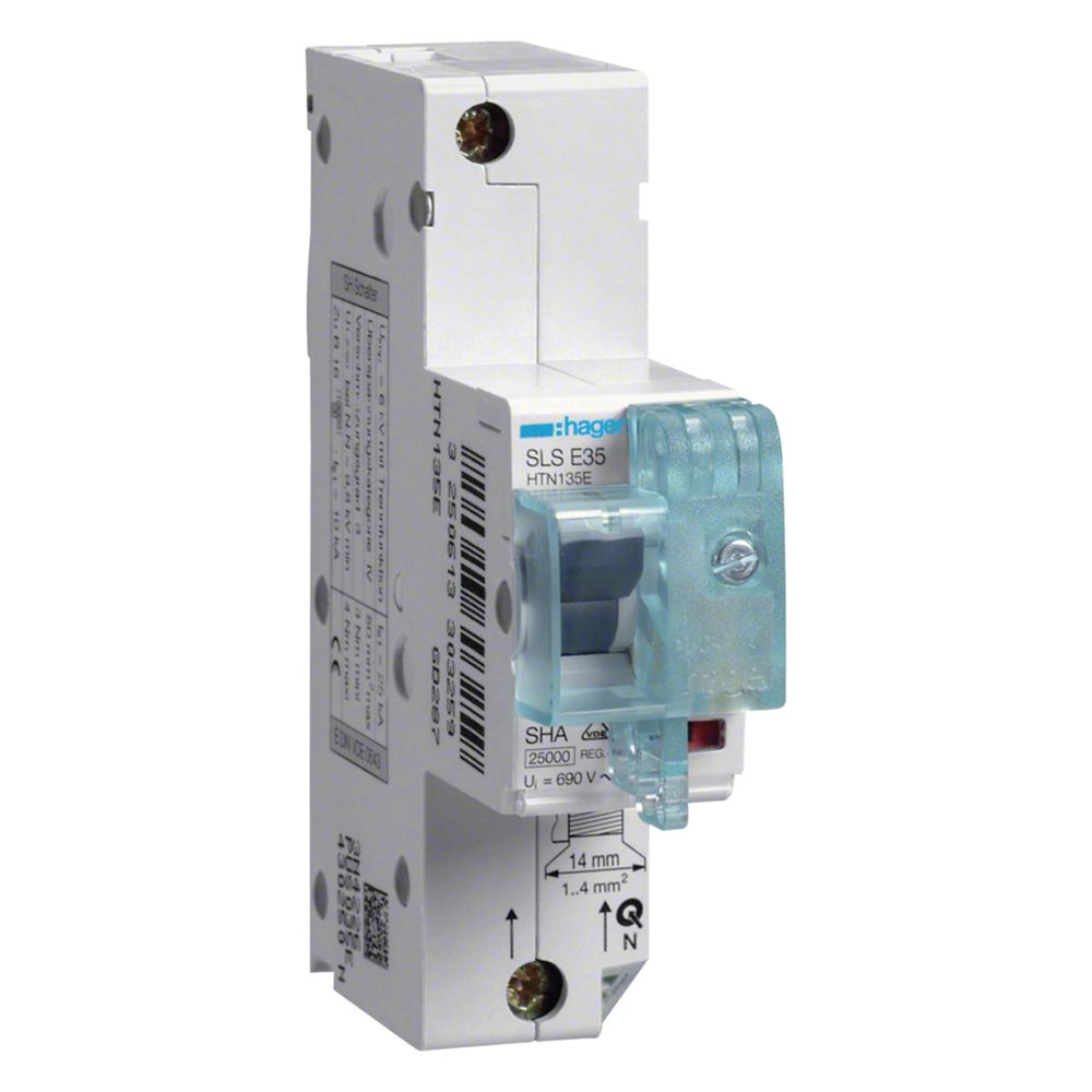 hager SLS-Schalter 1 polig E-Charakteristik 35A für Hutschienenmontage... HAGER-HTN135E 3250613303259 (Abb. 1)