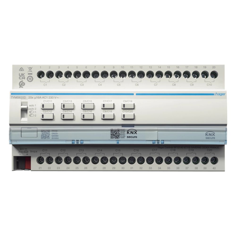 hager Schalt-/Jalousieaktor 20/10fach KNX Secure, 16A, C-Last... HAGER-TYMS620D 3250610050071 (Abb. 2)