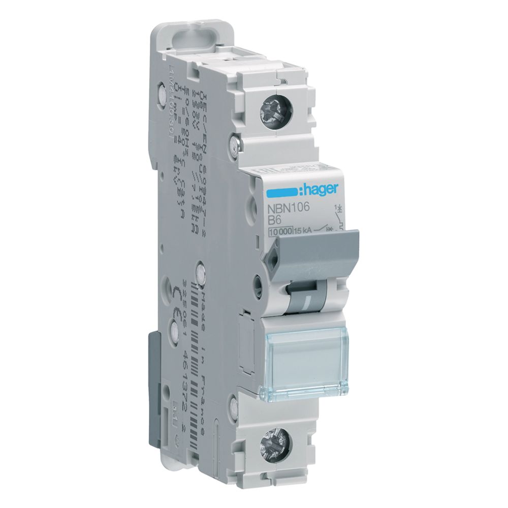 hager Leitungsschutzschalter 1 polig 10kA/15kA B-6A 1M... HAGER-NBN106 3250614613692 (Abb. 1)