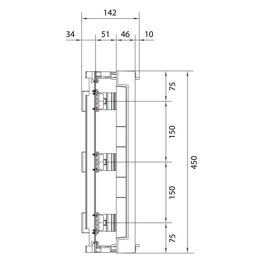 hager Baustein, univers N, 450x500mm, für Reiheneinbaugeräte waagerecht, 6x12 PLE... HAGER-UD32B1 3250616141285 (Abb. 7)