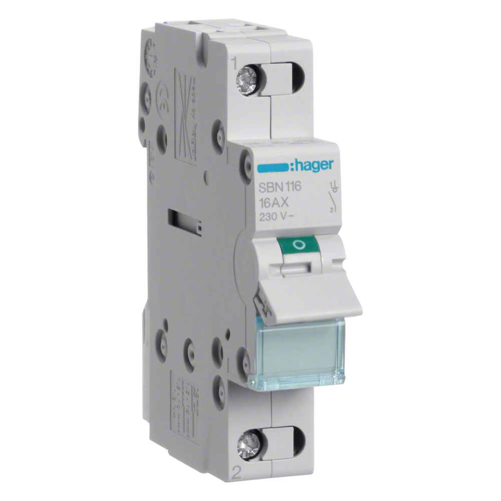 hager Ausschalter, 1-polig, 16A, Schalter mit 1 Schließer, 230V AC, 1PLE... HAGER-SBN116 3250615510044 (Abb. 1)