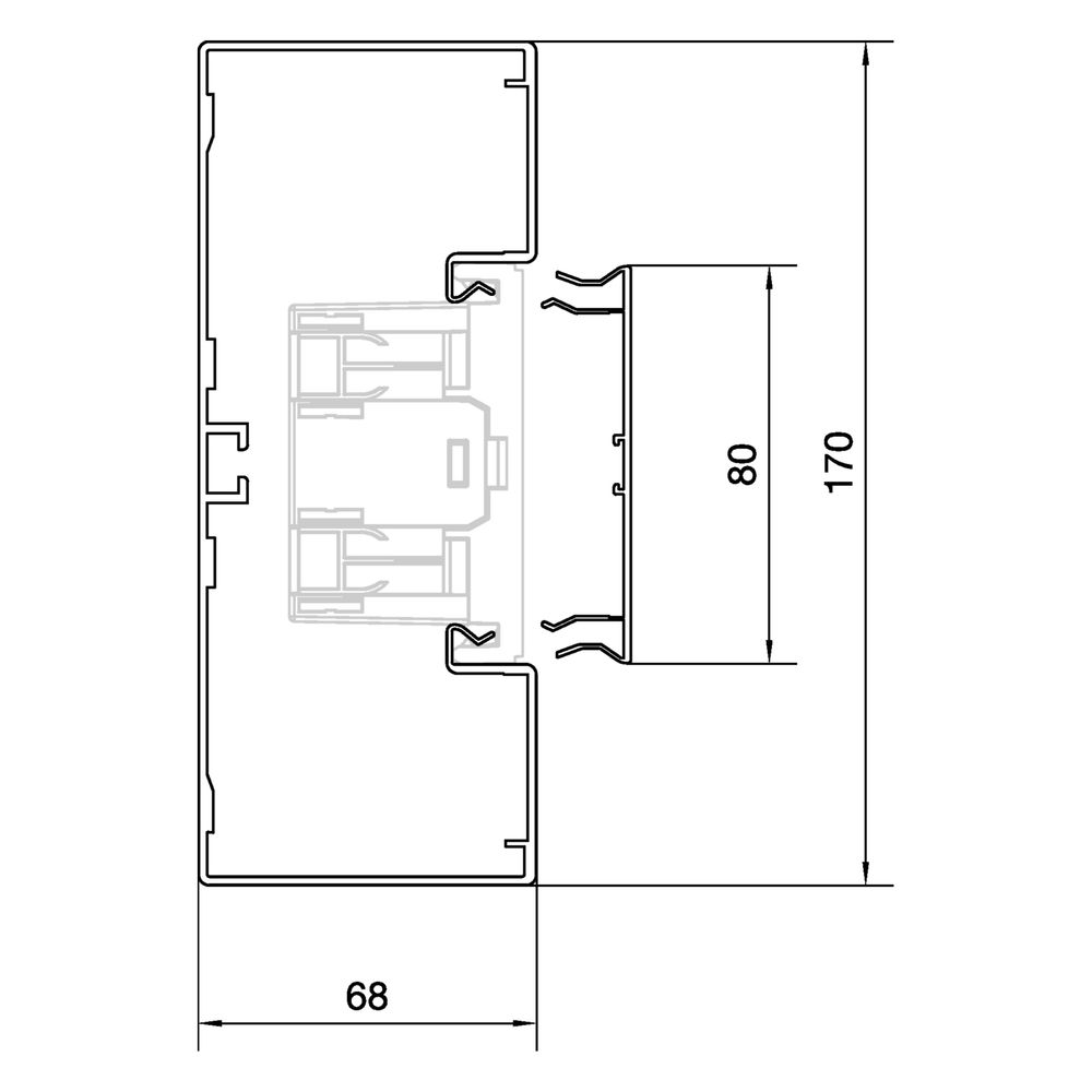 hager Brüstungskanal-Unterteil zu BRA, 68x170mm, f. Oberteil 80mm, aus Alu eloxiert... HAGER-BRA651701ELN 4012740834162 (Abb. 4)