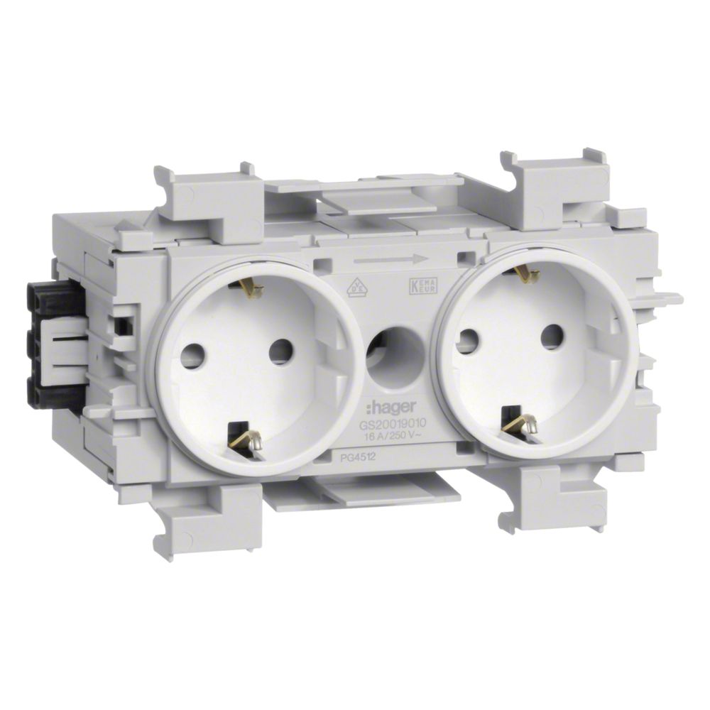 hager SCHUKO Doppelsteckdose mit Wago Steck-/Klemmtechnik Frontrastend in verkehrswei... HAGER-GS20019016 4012740993715 (Abb. 2)