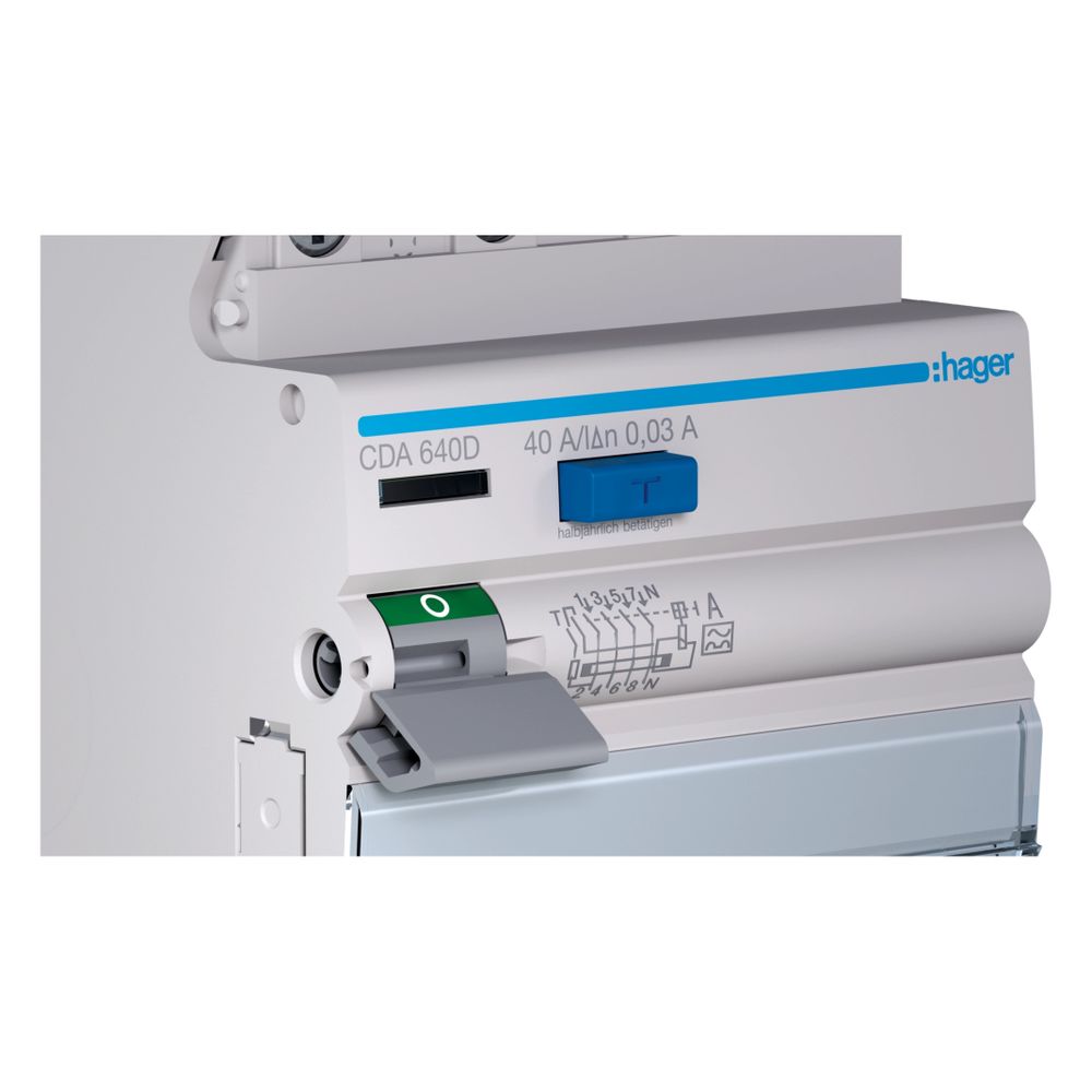 hager Fehlerstromschutzschalter / FI-Schalter, 4-polig, 10kA, 40A, 30mA, Typ A... HAGER-CDA640D 3250611620648 (Abb. 4)