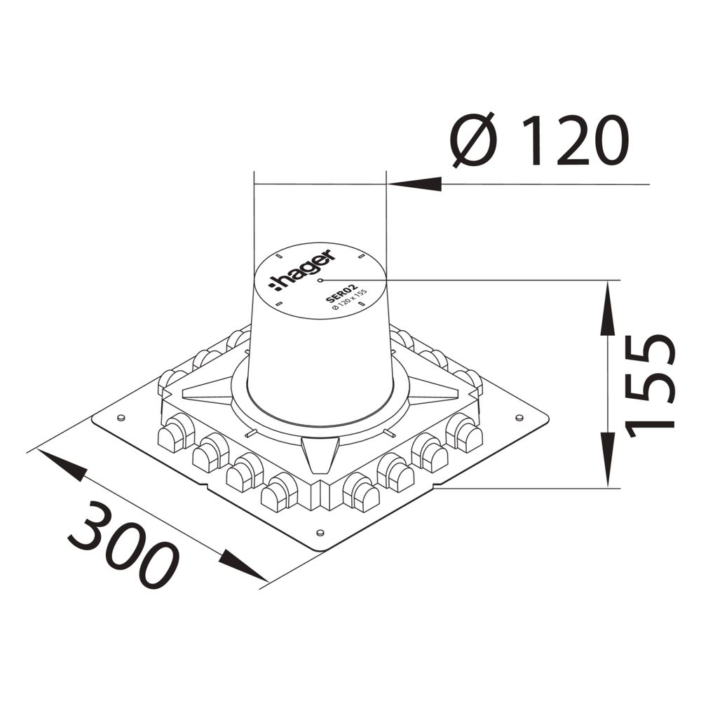 hager Schalungselement für Bodensteckdose R02 Höhe 155mm... HAGER-SER02 4012740027656 (Abb. 2)