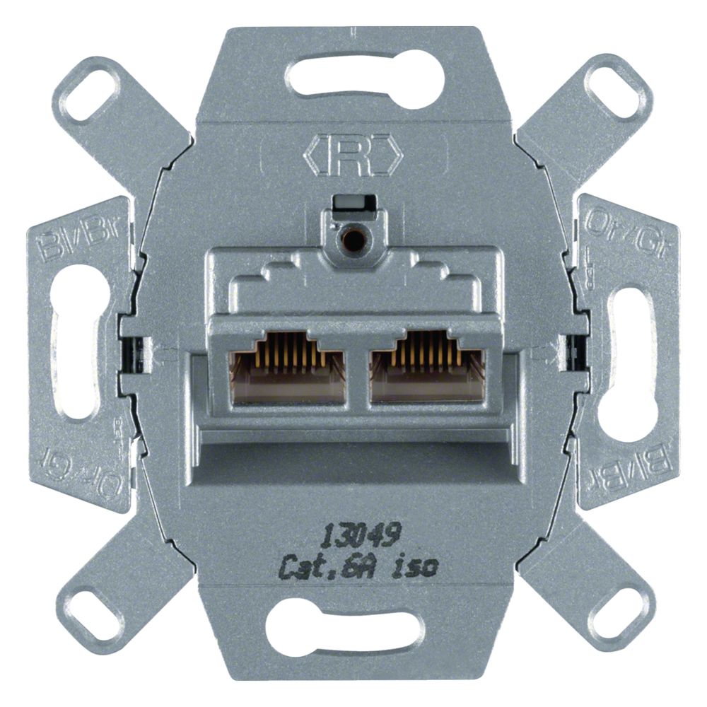 hager Datendose / Datenanschlussdose für 2 Cat.6A-Anschlüsse, 8/8 polig geschirmt... HAGER-G3140 4012740207829 (Abb. 1)