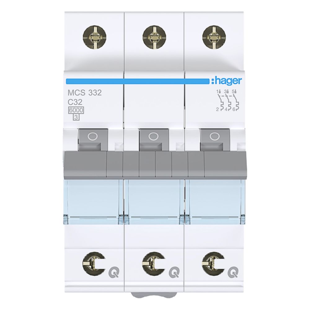 hager Leitungsschutzschalter, Sicherungsautomat, 3-polig, 6kA, C-Charakteristik, 32A... HAGER-MCS332 3250614315367 (Abb. 3)