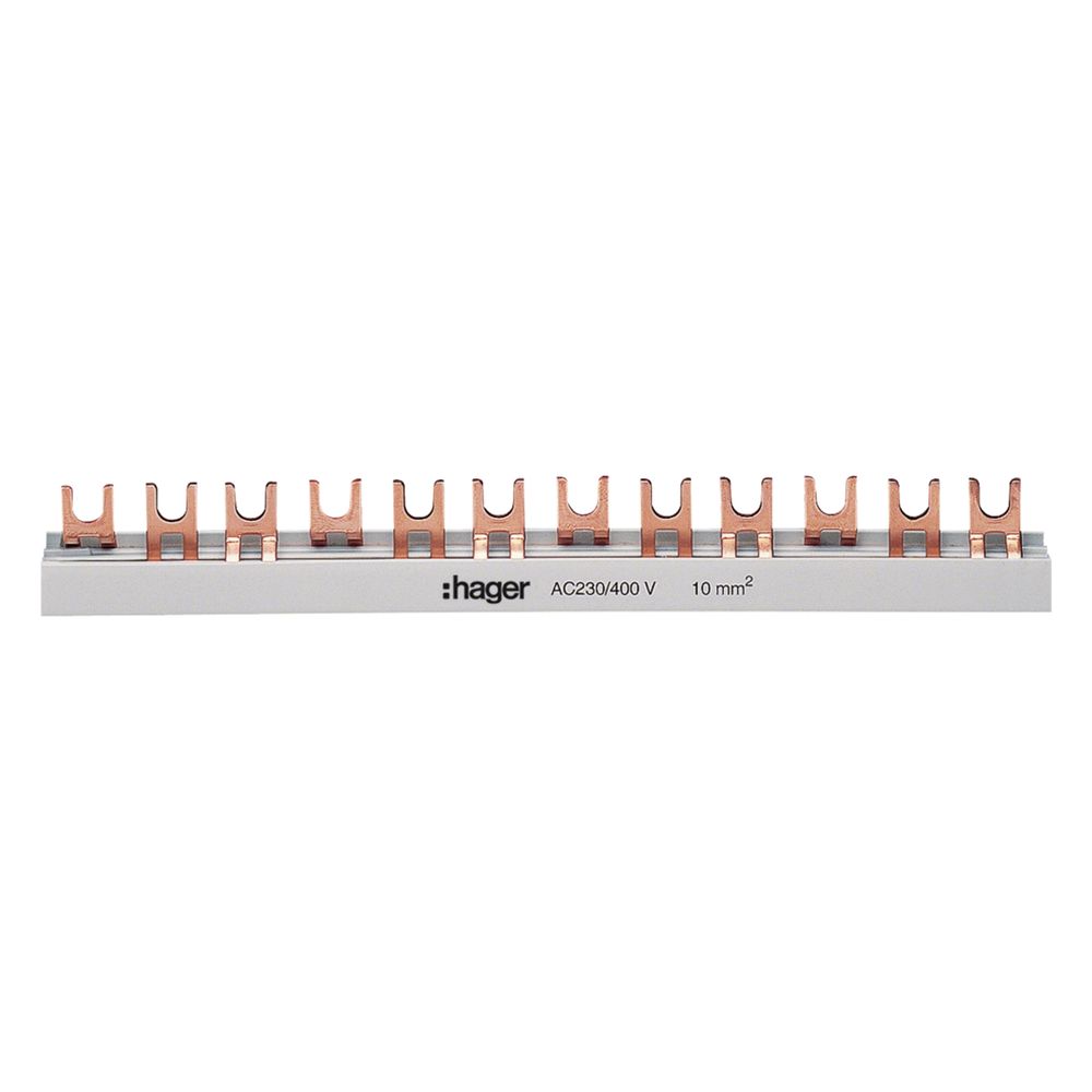 hager Phasenschiene 3-polig mit Gabelanschluss 10 mm2 63A 57 Module... HAGER-KDN363B 3250613740962 (Abb. 1)