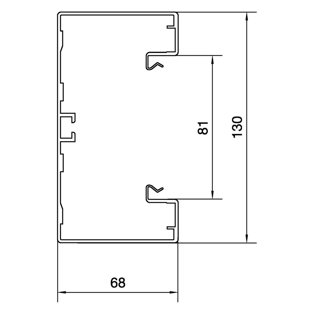 hager Brüstungskanal-Unterteil frontrast BRA 68x130mm, OT 80mm, aus Alu natureloxie... HAGER-BRA651301ELN 4012740834148 (Abb. 4)