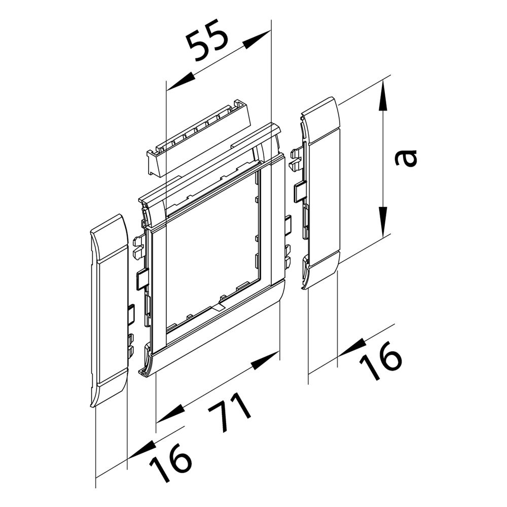 hager Rahmenblende 55 modular OT 80 halogenfrei mit Beschriftungsfeld verkehrsweiß... HAGER-GR0802A9016 4012740993227 (Abb. 2)