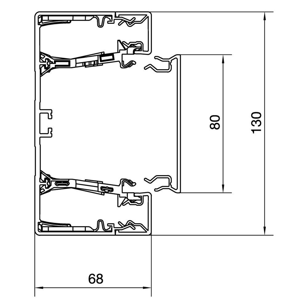 hager Brüstungskanal-Unterteil Profil Geräteeinbau BRN 68x130 mm aus PVC in grschw... HAGER-BRN6513019011 4012740008068 (Abb. 3)