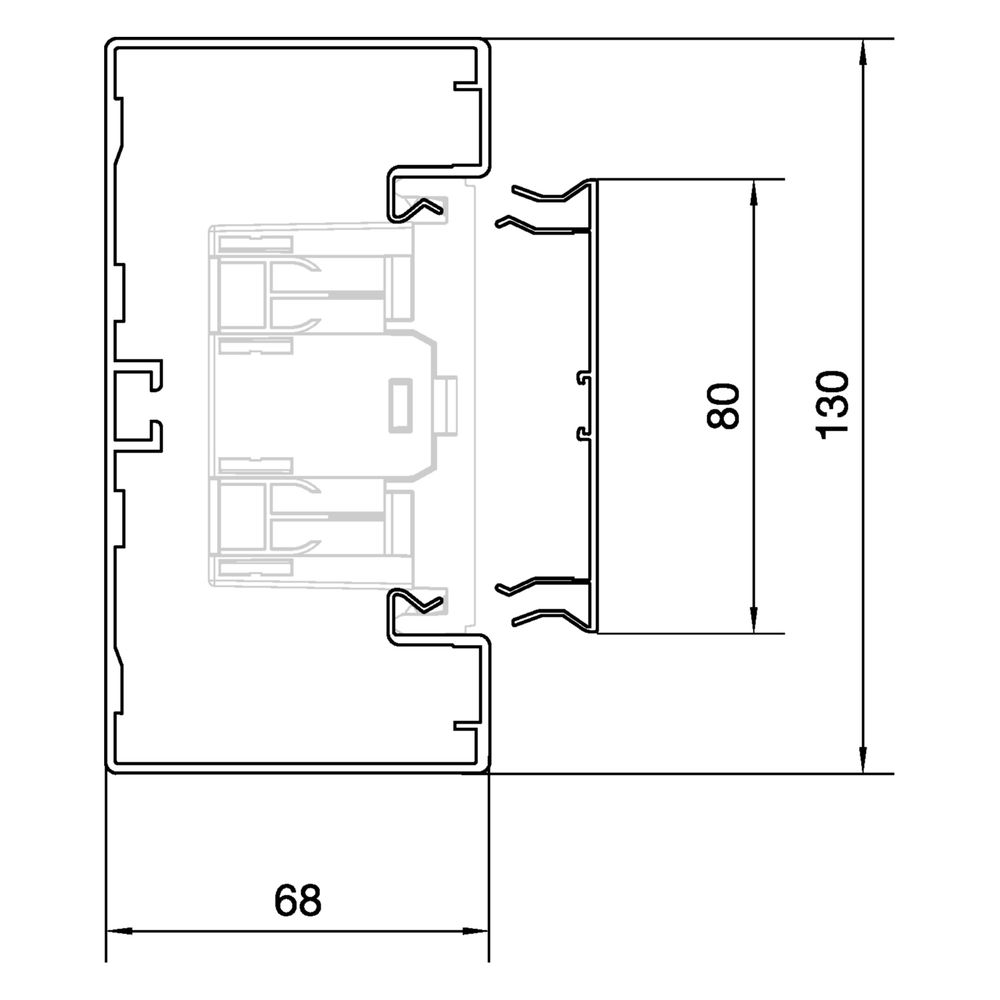 hager Brüstungskanal-Unterteil frontrast BRA 68x130mm, OT 80mm, aus Alu natureloxie... HAGER-BRA651301ELN 4012740834148 (Abb. 3)