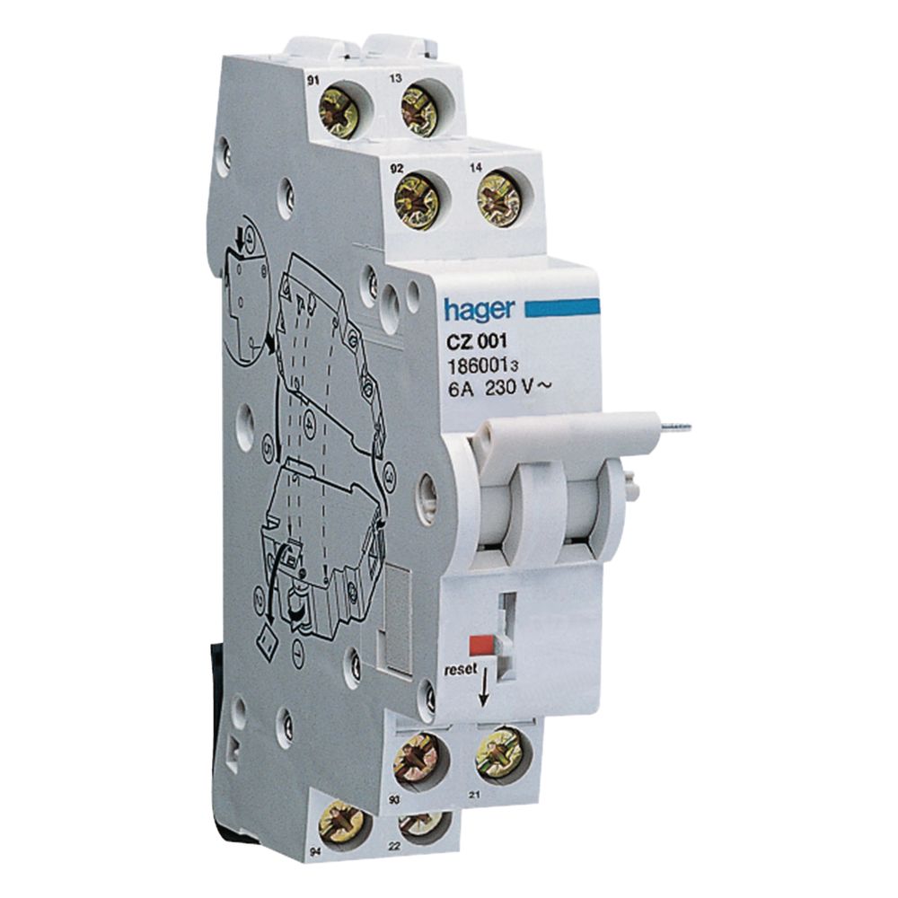 hager Signalkontakt für Fehlerstromschutzschalter 125A 2 Schließer + 2 Öffner 6A 240V... HAGER-CZ001 3250611860013 (Abb. 1)