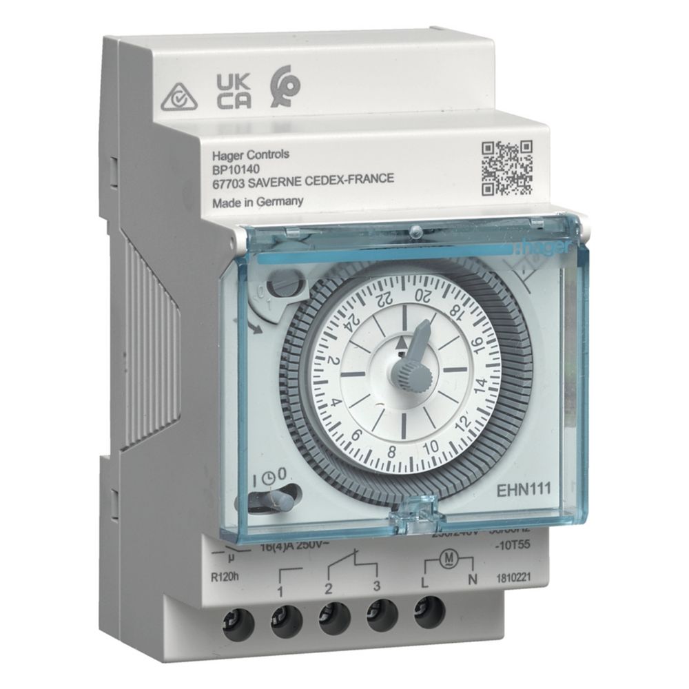 hager Schaltuhr elektromechanisch mit Gangreserve Tagesuhr 1W 16A... HAGER-EHN111 3250617201087 (Abb. 1)