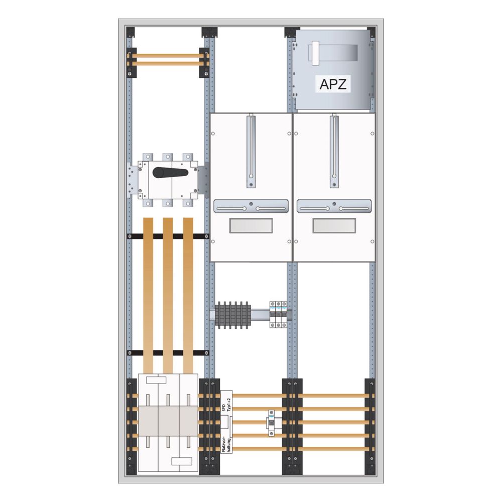 hager Wandler- und Messschr,Univ.N,1400x800x205,2ZF,APZ,NAR NH2 SUT, AAR Lasttr.250A... HAGER-FP93W11N 3250611032359 (Abb. 2)