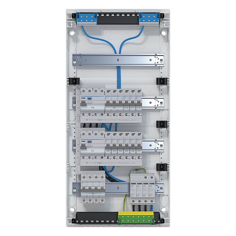hager Kleinv.,volta,APV,4x12PLE,IP30,best.u.verdrah.,2 FI-Kreise,Übersp.abl.,Hauptsch.... HAGER-VA48BV2 3250610017456 (Abb. 1)
