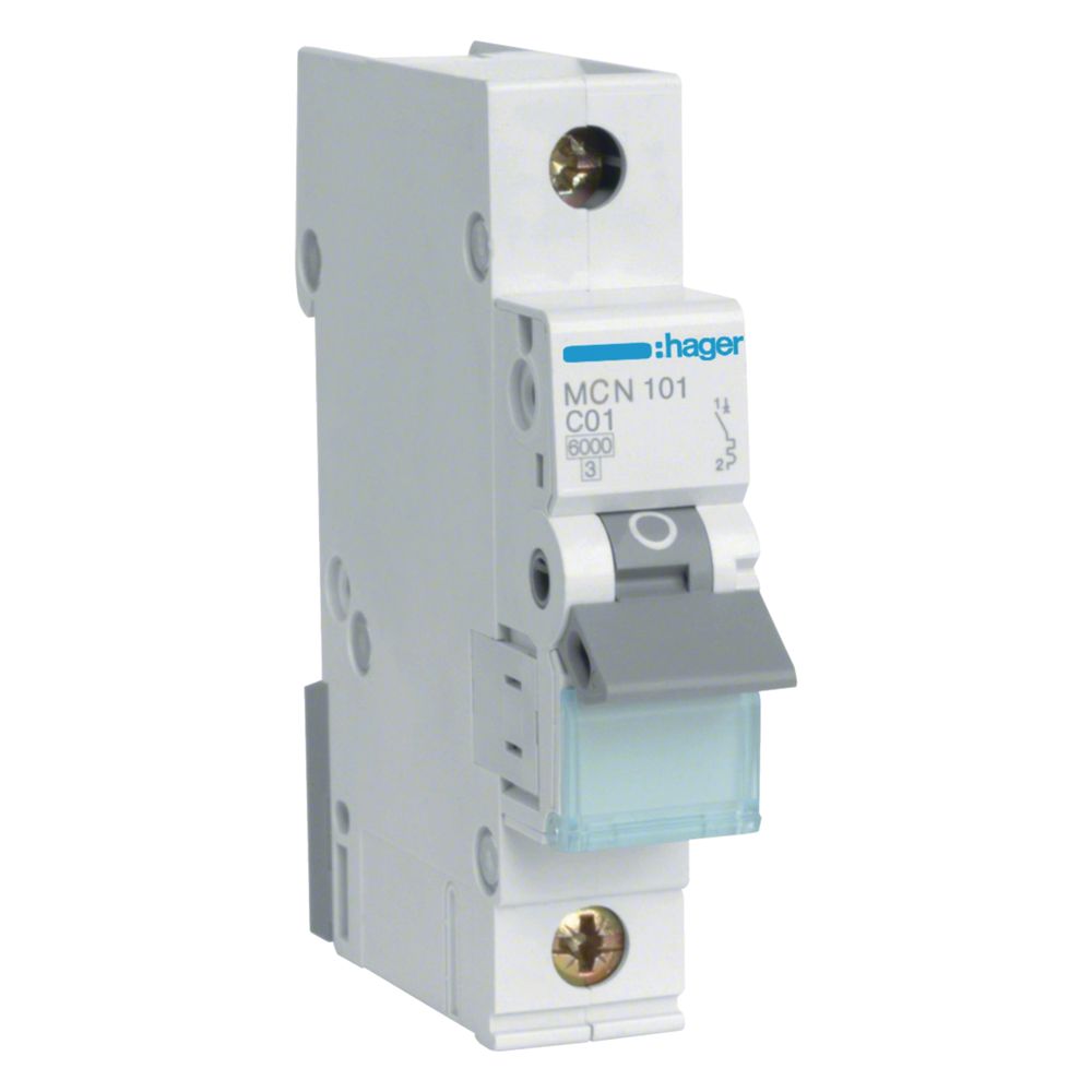 hager Leitungsschutzschalter 1 polig 6kA C-Charakteristik 1A 1 Modul... HAGER-MCN101 3250614311086 (Abb. 1)