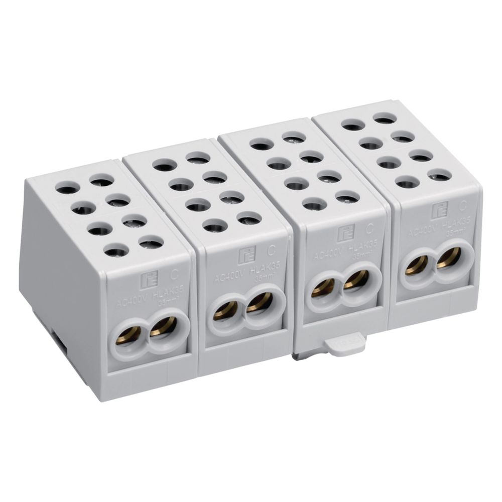 hager Hauptleitungsabzweigklemme 4polig, 2x35mm2-2x25mm2 je Pol, IP20, Farbe: Grau... HAGER-KH35A 3250613780142 (Abb. 1)
