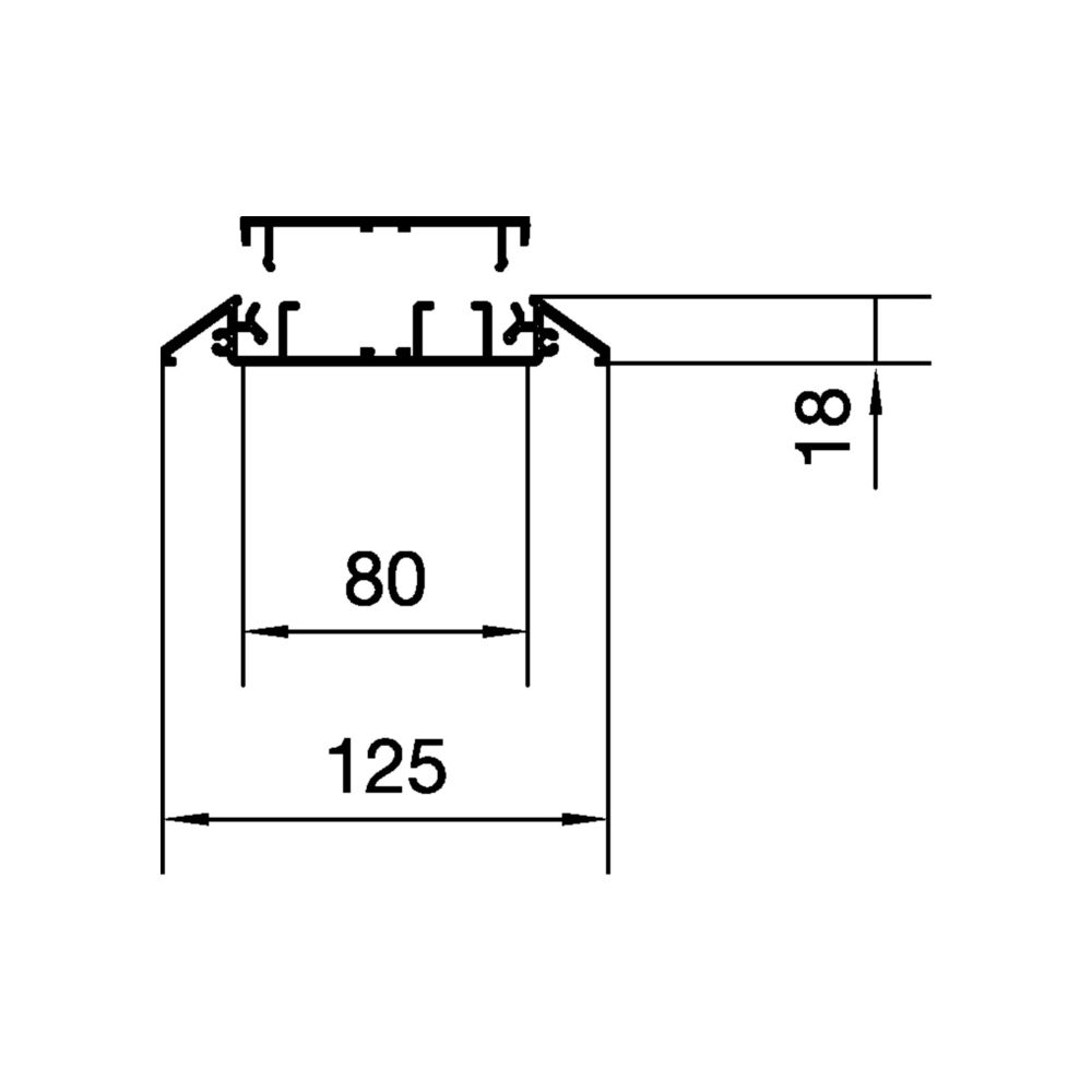 hager Aufbodenkanal, Kabelbrücke mit 2 Kammern aus Aluminium AKA 18x125 mm eloxiert... HAGER-AKA181250ELN 4012740878319 (Abb. 2)