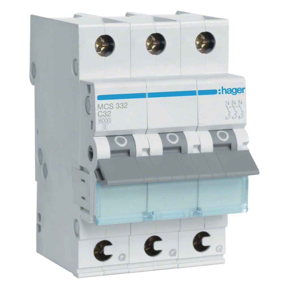 hager Leitungsschutzschalter, Sicherungsautomat, 3-polig, 6kA, C-Charakteristik, 32A... HAGER-MCS332 3250614315367 (Abb. 1)