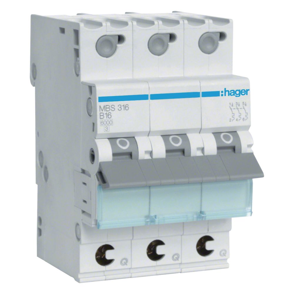 hager Leitungsschutzschalter, Sicherungsautomat, 3-polig, 6kA, B-Charakteristik, 16A... HAGER-MBS316 3250614314889 (Abb. 1)