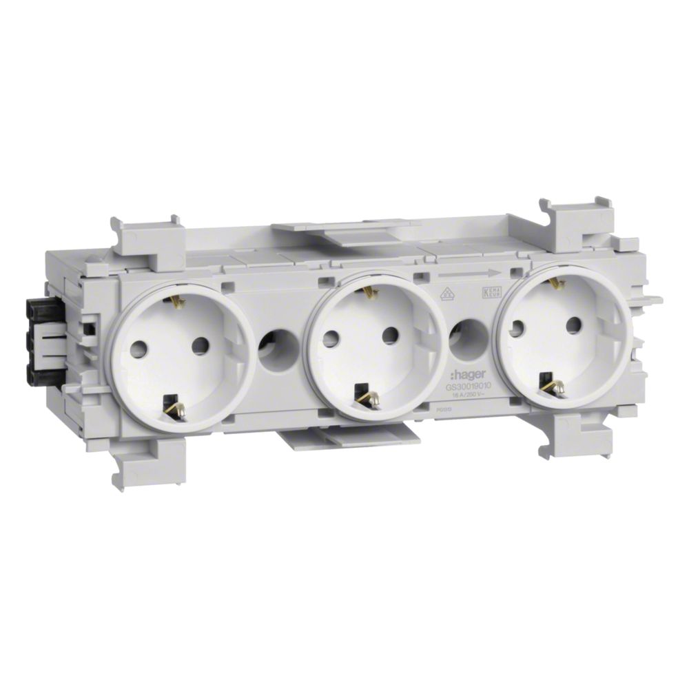 hager SCHUKO Dreifachsteckdose mit Wago Steck-/Klemmtechnik Frontrastend verkehrsweiß... HAGER-GS30019016 4012740993739 (Abb. 1)